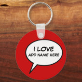 "I Liebe" Cartoon-Sprechblase Schlüsselanhänger (Rückseite)