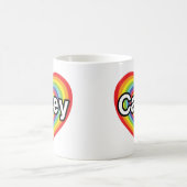 I Liebe Casey: Regenbogenherz Kaffeetasse (Mittel)