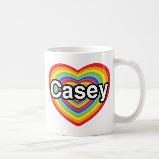 I Liebe Casey: Regenbogenherz Kaffeetasse (Rechts)