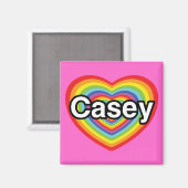 I Liebe Casey: Regenbogenherz Magnet (Vorderseite/Rückseite)