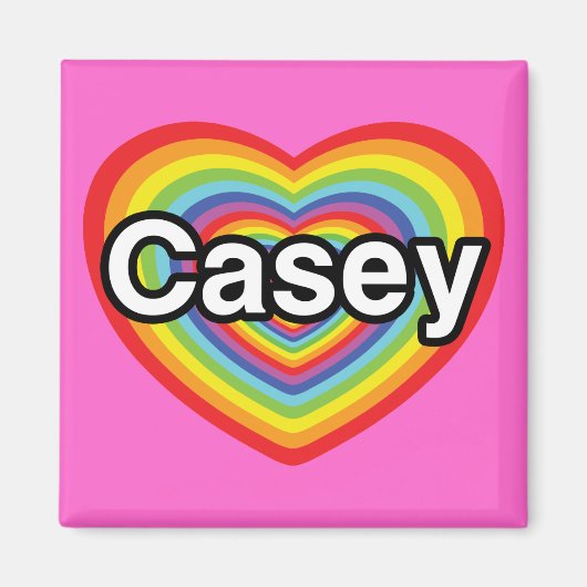 I Liebe Casey: Regenbogenherz Magnet (Vorne)