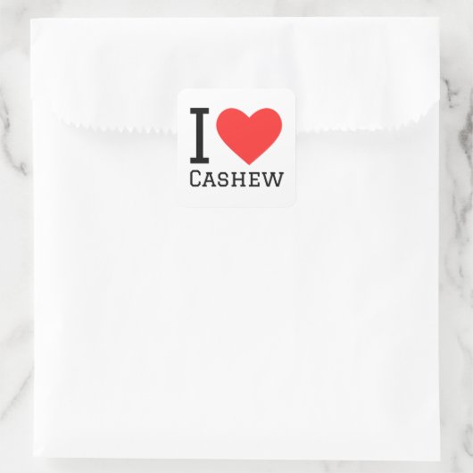 I Liebe Cashew Quadratischer Aufkleber (Tasche)
