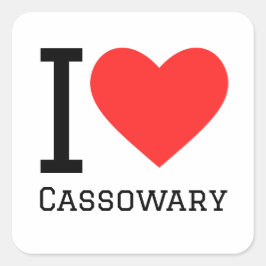 I Liebe Cassowary Quadratischer Aufkleber