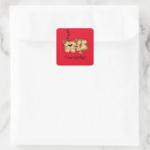 I Liebe Cat Nickerchen, Quadratischer Aufkleber (Tasche)
