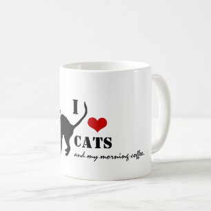 I Liebe Cats & Black Cat Morning Kaffee / Tasse