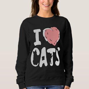 I Liebe Cats Fluffy Furry Heart Pet Feline Cat Sweatshirt