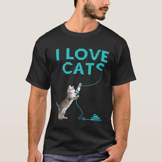 I LIEBE CATS I Idea Funny Knitting Crochet Garn Wo T-Shirt (Vorderseite)