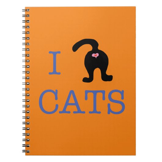 I Liebe Cats Kitty Cat Hintern Notebook Notizblock (Vorderseite)