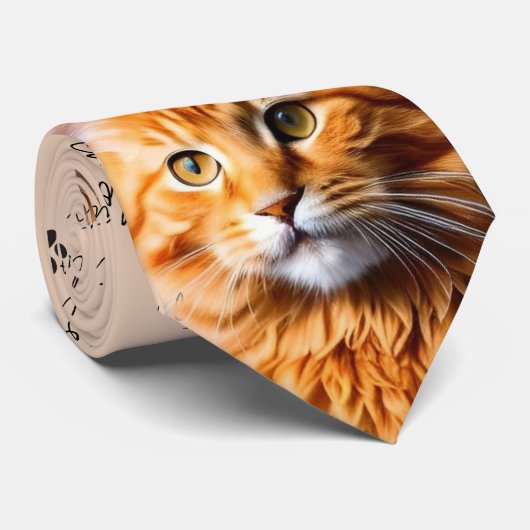 I Liebe Cats Orange Tabby Cat Neck Tie Krawatte (Gerollt)