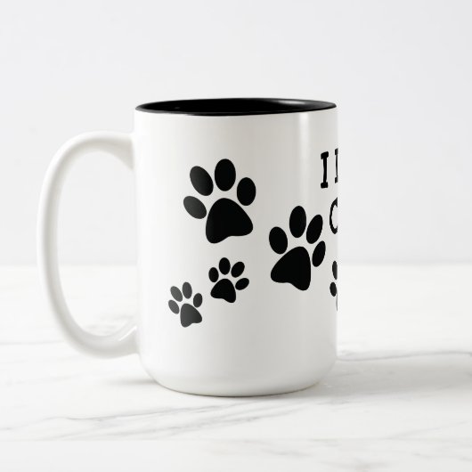 I Liebe Cats Pawprints Design Coffee Tasse (Links)