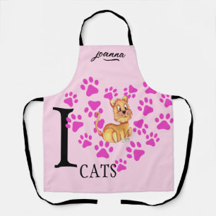I Liebe Cats Schürze - rosa Herzklopfen Design