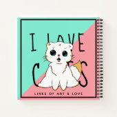 I Liebe Cats - Zeichnend - 2 farbiges Notebook Notizblock (Rückseite)