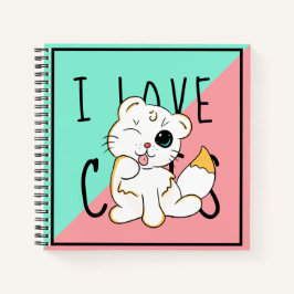 I Liebe Cats - Zeichnend - 2 farbiges Notebook Notizblock
