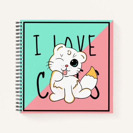I Liebe Cats - Zeichnend - 2 farbiges Notebook Notizblock (Vorderseite)