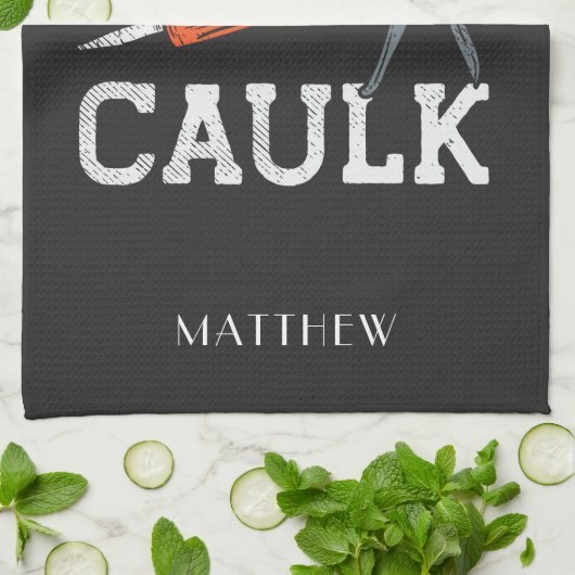 I Liebe Caulking Bauarbeiter Personalisiert Geschirrtuch (Gefaltet)