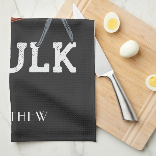 I Liebe Caulking Bauarbeiter Personalisiert Geschirrtuch (Viertel Falte)