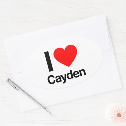 i Liebe Cayden Ovaler Aufkleber (Umschlag)