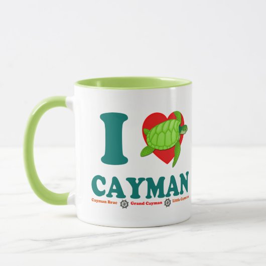 I Liebe Cayman Caribbean Style Souvenir Tasse (Links)