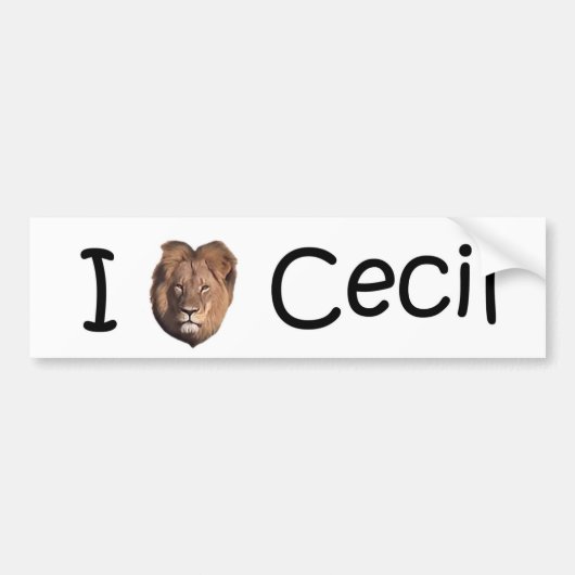 I (Liebe) Cecil der Löwe Autoaufkleber (Vorne)