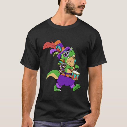 I Liebe Celebrating Mardi Gras Marching Dinosaur P T-Shirt (Vorderseite)