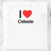 i Liebe celeste Ovaler Aufkleber (Tasche)