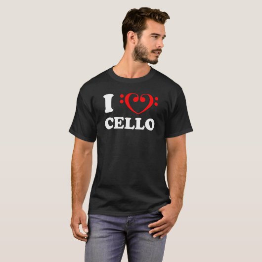 I Liebe Cello Bass Clef T-Shirt (Vorne ganz)