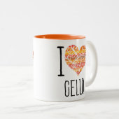 I Liebe Cello Orange Mandala Heart Zweifarbige Tasse (VorderseiteRechts)