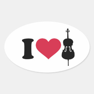 I Liebe Cello Ovaler Aufkleber