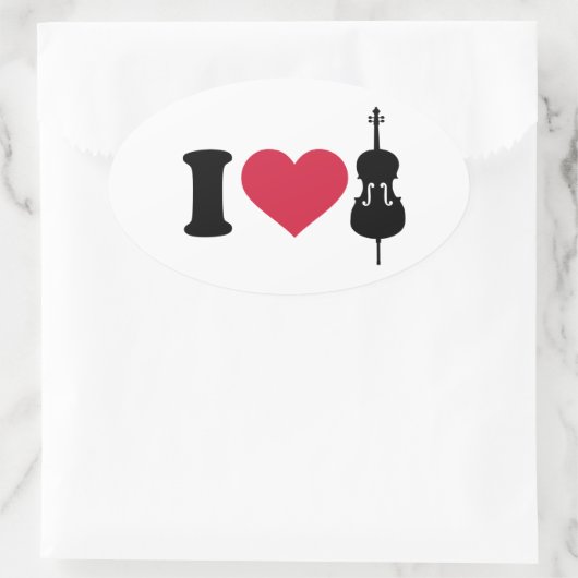 I Liebe Cello Ovaler Aufkleber (Tasche)