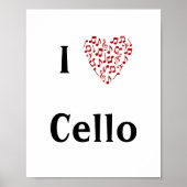 I Liebe Cello Rotes Herz Musiknoten Poster (Vorne)