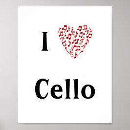 I Liebe Cello Rotes Herz Musiknoten Poster