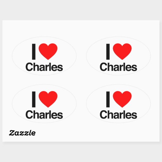 i Liebe Charles Ovaler Aufkleber (Blatt)