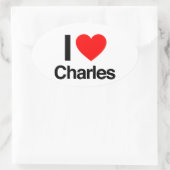 i Liebe Charles Ovaler Aufkleber (Tasche)
