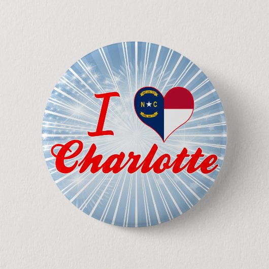 I Liebe Charlotte, Nord-Carolina Button (Vorderseite)