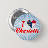 I Liebe Charlotte, Nord-Carolina Button (Vorne & Hinten)