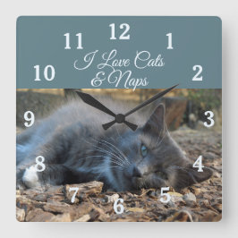 I Liebe Chat & Nickerchen Wall Clock Quadratische Wanduhr