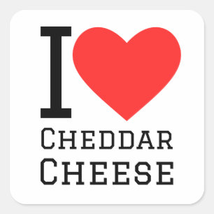 I Liebe cheddar Quadratischer Aufkleber