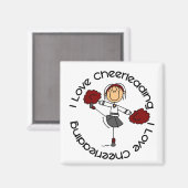 I Liebe Cheerleader Strichmännchen Cheerleader Magnet (Vorderseite/Rückseite)