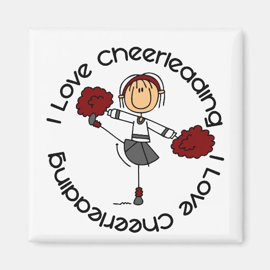 I Liebe Cheerleader Strichmännchen Cheerleader Magnet (Vorne)
