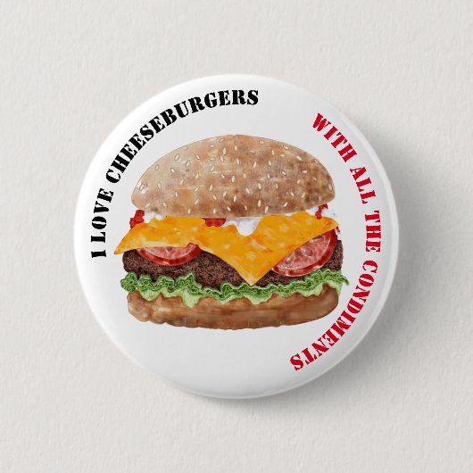 I Liebe Cheeseburger Button (Vorderseite)