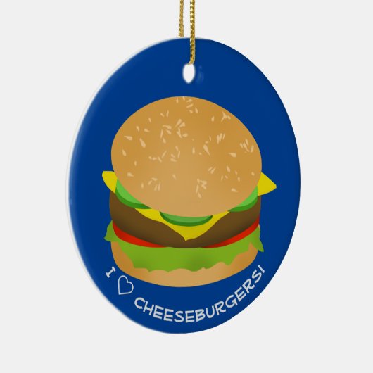 I Liebe Cheeseburgers Keramik Ornament (Rechts)