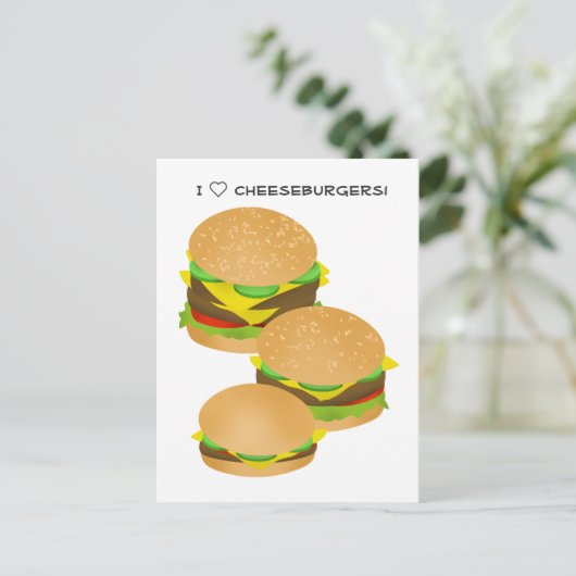 I Liebe Cheeseburgers Postkarte (Stehend Vorderseite)
