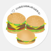 I Liebe Cheeseburgers Runder Aufkleber (Vorderseite)
