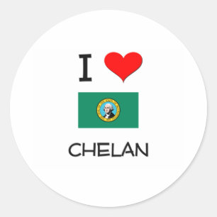 I Liebe Chelan Washington Runder Aufkleber