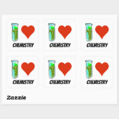 i Liebe Chemie Herz Cartoon Stil Illustration Quadratischer Aufkleber (Blatt)