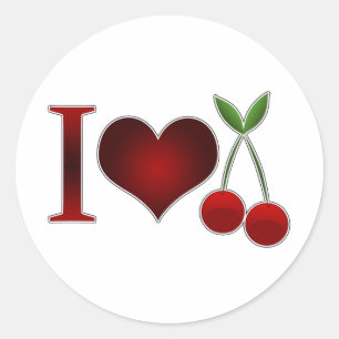 I Liebe Cherries Runder Aufkleber