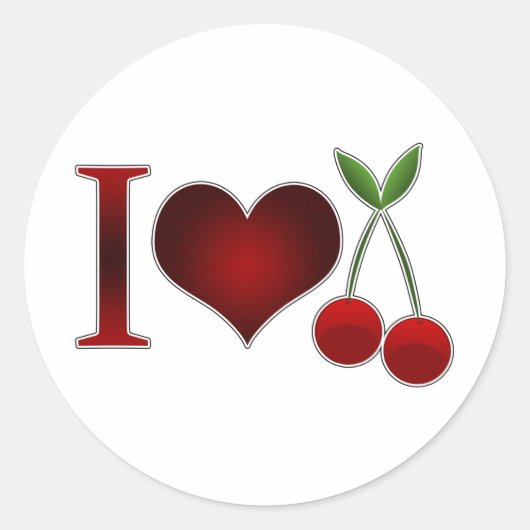 I Liebe Cherries Runder Aufkleber (Vorderseite)