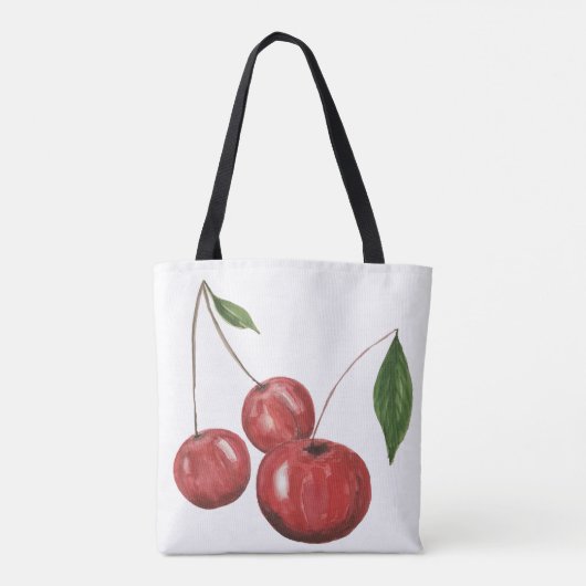 I Liebe Cherries Wasserfarbene handlackierte Monog Tasche (Rückseite)