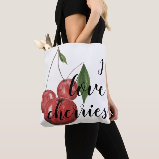 I Liebe Cherries Wasserfarbene handlackierte Monog Tasche (Von Nahem)