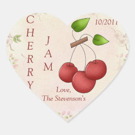 I Liebe Cherry Jam Jar Label (Anpassen) Herz-Aufkleber